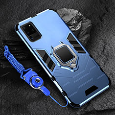 Custodia Silicone e Plastica Opaca Cover con Magnetico Anello Supporto R02 per Samsung Galaxy S20 Ultra Blu