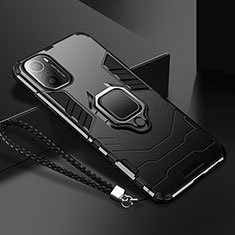 Custodia Silicone e Plastica Opaca Cover con Magnetico Anello Supporto R02 per Xiaomi Mi 11i 5G Nero