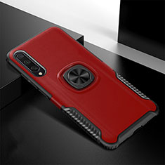 Custodia Silicone e Plastica Opaca Cover con Magnetico Anello Supporto R02 per Xiaomi Mi A3 Rosso