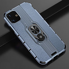 Custodia Silicone e Plastica Opaca Cover con Magnetico Anello Supporto R03 per Apple iPhone 11 Blu