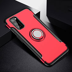 Custodia Silicone e Plastica Opaca Cover con Magnetico Anello Supporto R03 per Huawei Honor V30 Pro 5G Rosso