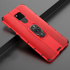 Custodia Silicone e Plastica Opaca Cover con Magnetico Anello Supporto R03 per Huawei Mate 20 X 5G Rosso