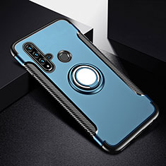 Custodia Silicone e Plastica Opaca Cover con Magnetico Anello Supporto R03 per Huawei Nova 5i Blu