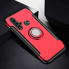 Custodia Silicone e Plastica Opaca Cover con Magnetico Anello Supporto R03 per Huawei Nova 5i Rosso