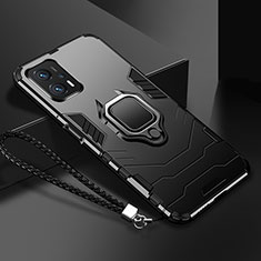 Custodia Silicone e Plastica Opaca Cover con Magnetico Anello Supporto R03 per Xiaomi Poco X4 GT 5G Nero