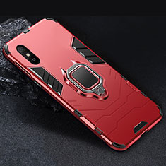 Custodia Silicone e Plastica Opaca Cover con Magnetico Anello Supporto R03 per Xiaomi Redmi 9AT Rosso