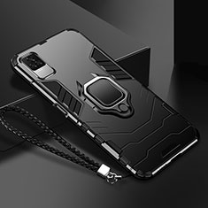 Custodia Silicone e Plastica Opaca Cover con Magnetico Anello Supporto R03 per Xiaomi Redmi K50 5G Nero