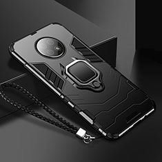 Custodia Silicone e Plastica Opaca Cover con Magnetico Anello Supporto R03 per Xiaomi Redmi Note 9 5G Nero