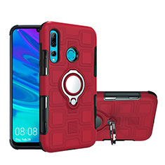 Custodia Silicone e Plastica Opaca Cover con Magnetico Anello Supporto R04 per Huawei Honor 20i Rosso