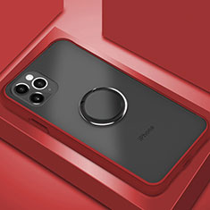 Custodia Silicone e Plastica Opaca Cover con Magnetico Anello Supporto R05 per Apple iPhone 11 Pro Max Rosso