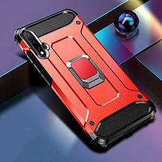 Custodia Silicone e Plastica Opaca Cover con Magnetico Anello Supporto R05 per Huawei Nova 5 Rosso