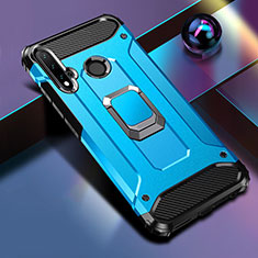 Custodia Silicone e Plastica Opaca Cover con Magnetico Anello Supporto R05 per Huawei Nova 5i Cielo Blu