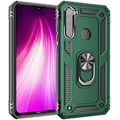 Custodia Silicone e Plastica Opaca Cover con Magnetico Anello Supporto R05 per Xiaomi Redmi Note 8 (2021) Verde