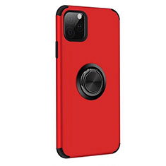 Custodia Silicone e Plastica Opaca Cover con Magnetico Anello Supporto R06 per Apple iPhone 11 Pro Rosso