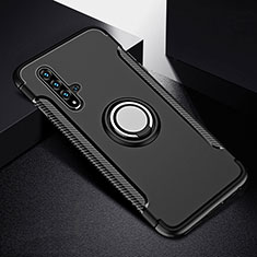 Custodia Silicone e Plastica Opaca Cover con Magnetico Anello Supporto R06 per Huawei Nova 5 Nero