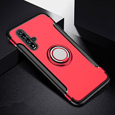 Custodia Silicone e Plastica Opaca Cover con Magnetico Anello Supporto R06 per Huawei Nova 5 Pro Rosso