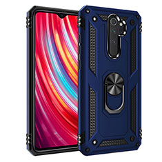 Custodia Silicone e Plastica Opaca Cover con Magnetico Anello Supporto R06 per Xiaomi Redmi Note 8 Pro Blu