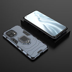 Custodia Silicone e Plastica Opaca Cover con Magnetico Anello Supporto R07 per Xiaomi Mi 11 Lite 4G Blu