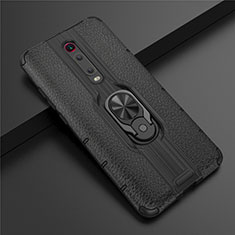 Custodia Silicone e Plastica Opaca Cover con Magnetico Anello Supporto R07 per Xiaomi Mi 9T Pro Nero