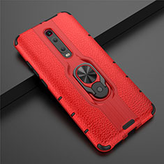 Custodia Silicone e Plastica Opaca Cover con Magnetico Anello Supporto R07 per Xiaomi Redmi K20 Pro Rosso