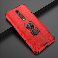 Custodia Silicone e Plastica Opaca Cover con Magnetico Anello Supporto R07 per Xiaomi Redmi K20 Rosso