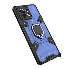 Custodia Silicone e Plastica Opaca Cover con Magnetico Anello Supporto R10 per Xiaomi Mi 11 5G Blu
