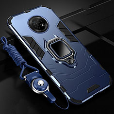 Custodia Silicone e Plastica Opaca Cover con Magnetico Anello Supporto S01 per Huawei Enjoy 20 Plus 5G Blu