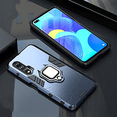 Custodia Silicone e Plastica Opaca Cover con Magnetico Anello Supporto S01 per Huawei Nova 6 5G Blu