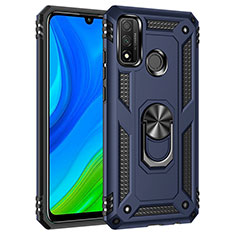Custodia Silicone e Plastica Opaca Cover con Magnetico Anello Supporto S01 per Huawei Nova Lite 3 Plus Blu