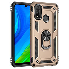 Custodia Silicone e Plastica Opaca Cover con Magnetico Anello Supporto S01 per Huawei Nova Lite 3 Plus Oro