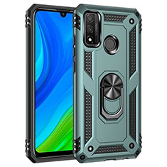 Custodia Silicone e Plastica Opaca Cover con Magnetico Anello Supporto S01 per Huawei Nova Lite 3 Plus Verde
