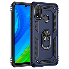 Custodia Silicone e Plastica Opaca Cover con Magnetico Anello Supporto S01 per Huawei P Smart (2020) Blu