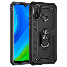 Custodia Silicone e Plastica Opaca Cover con Magnetico Anello Supporto S01 per Huawei P Smart (2020) Nero