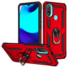 Custodia Silicone e Plastica Opaca Cover con Magnetico Anello Supporto S01 per Motorola Moto E20 Rosso