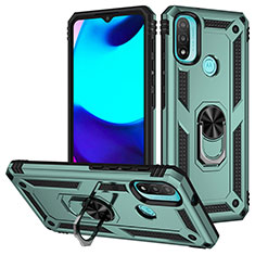 Custodia Silicone e Plastica Opaca Cover con Magnetico Anello Supporto S01 per Motorola Moto E30 Verde