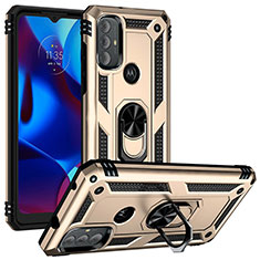 Custodia Silicone e Plastica Opaca Cover con Magnetico Anello Supporto S01 per Motorola Moto G Play (2023) Oro