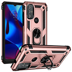 Custodia Silicone e Plastica Opaca Cover con Magnetico Anello Supporto S01 per Motorola Moto G Play (2023) Oro Rosa