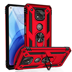 Custodia Silicone e Plastica Opaca Cover con Magnetico Anello Supporto S01 per Motorola Moto G Power (2021) Rosso