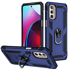 Custodia Silicone e Plastica Opaca Cover con Magnetico Anello Supporto S01 per Motorola Moto G Stylus (2022) 5G Blu