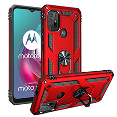 Custodia Silicone e Plastica Opaca Cover con Magnetico Anello Supporto S01 per Motorola Moto G20 Rosso