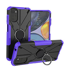 Custodia Silicone e Plastica Opaca Cover con Magnetico Anello Supporto S01 per Motorola Moto G22 Viola