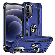 Custodia Silicone e Plastica Opaca Cover con Magnetico Anello Supporto S01 per Motorola Moto G82 5G Blu