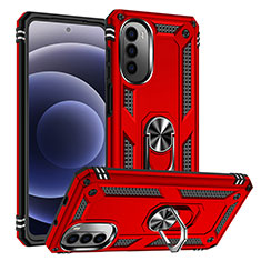 Custodia Silicone e Plastica Opaca Cover con Magnetico Anello Supporto S01 per Motorola Moto G82 5G Rosso