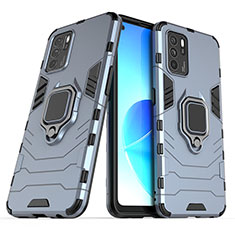 Custodia Silicone e Plastica Opaca Cover con Magnetico Anello Supporto S01 per Oppo Reno6 Z 5G Blu