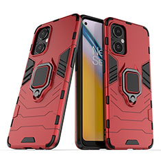 Custodia Silicone e Plastica Opaca Cover con Magnetico Anello Supporto S01 per Oppo Reno7 Lite 5G Rosso