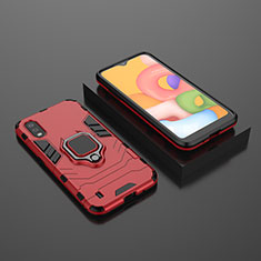 Custodia Silicone e Plastica Opaca Cover con Magnetico Anello Supporto S01 per Samsung Galaxy A01 SM-A015 Rosso