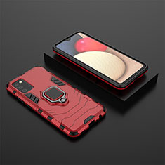 Custodia Silicone e Plastica Opaca Cover con Magnetico Anello Supporto S01 per Samsung Galaxy A02s Rosso