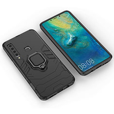 Custodia Silicone e Plastica Opaca Cover con Magnetico Anello Supporto S01 per Samsung Galaxy A9 (2018) A920 Nero