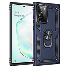 Custodia Silicone e Plastica Opaca Cover con Magnetico Anello Supporto S01 per Samsung Galaxy Note 20 Ultra 5G Blu
