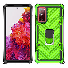 Custodia Silicone e Plastica Opaca Cover con Magnetico Anello Supporto S01 per Samsung Galaxy S20 Lite 5G Verde Pastello